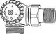 Thermostat-Ventilunterteil mit Einstellknopf und Gewindeanschluss, geeignet für Heizungsanlagen. Produkt von IMI Hydronic Engineering.